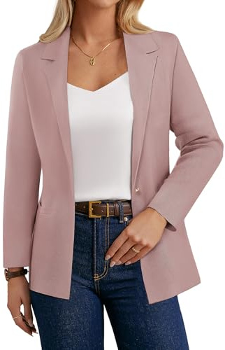 GRACE KARIN Women's Blazers & Suit Jackets, Pink Balzer for Work Casual, Open Front Long Sleeve Sweatshirt Blazer