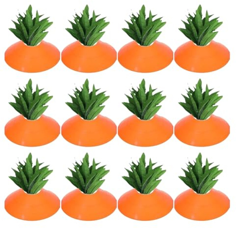 Buhdjfnke Lot de 12 piquets de jardin en forme de carotte, panneau décoratif en plastique rustique pour extérieur, maison, pelouse, terrasse, ornements