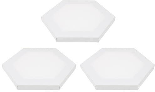 IDEANATEGRATE 3 Stück Weiße Sechseckige Leinwände aus Baumwolle zum Malen Geeignet für Ölfarben und Acryl Leicht für Malhobbys und Kreative Anfänger