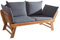 Invicta Interior Massive Sitzbank MODULAR aus Akazie geölt wetterfeste Gartenbank mit Kissen in grau und Polsterung klappbar Bank für Garten Terrasse oder Balkon Gartenliege mit Sitzauflagen