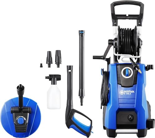 Idropulitrice Nilfisk E 145 Bar - Idropulitrice ad alte prestazioni + spruzzatore di schiuma + pulitore per terrazze - per terrazze di grandi dimensioni e automobili (2100 W)