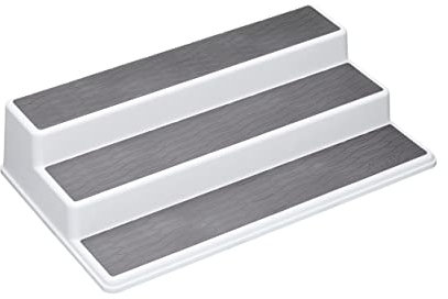 Copco Basics 3-stufiges Gewürzregal für den Innenschrank, rutschfestes Küchenregal, 38 x 22,5 x 8,5cm, weiß/grau