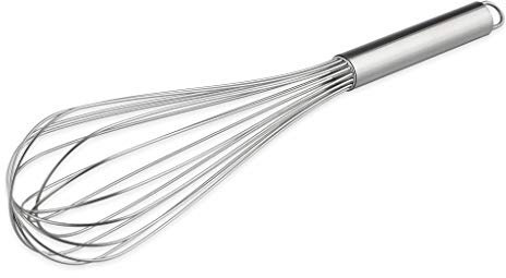 thermohauser 5000245095 - Frusta in acciaio INOX, lunghezza 40 cm, con manico in acciaio INOX e gancio, con 16 passanti