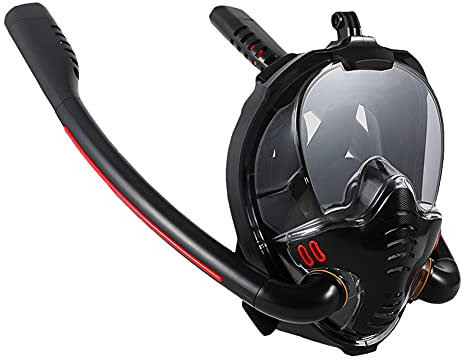 LYEAA Maschera Integrale da Snorkeling, Maschera da Nuoto con Doppio Tubo di respirazione for Snorkeling e Immersioni, con Supporto for Fotocamera, Set for Adulti e Bambini