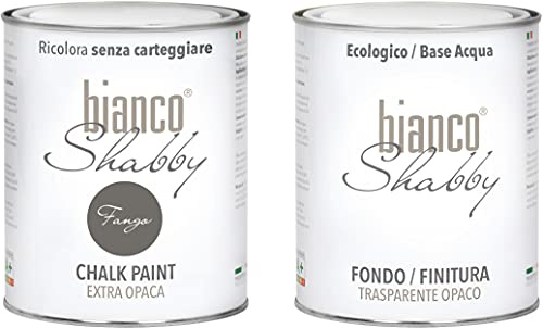 Chalk Paint Schlamm & Finish – Shabby Chic Extra Matt (1 Liter) + transparente Oberfläche (1 Liter)