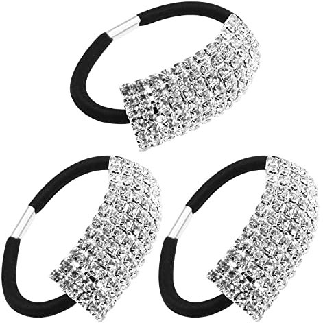 3 Stück Strass Elastische Haargummis Haarbänder Pferdeschwanz Halter Wickelseil Haarschmuck für Damen Mädchen