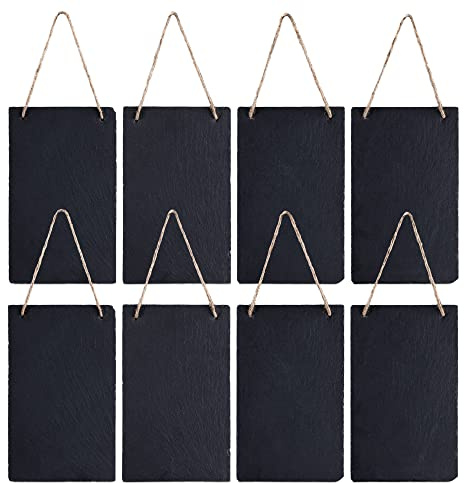 Navaris 8X Schiefertafel zum Aufhängen vertikal - 25x15cm Schiefer Kreidetafel Set klein - Tafel Schieferplatte zum Beschriften - Wand Notiztafel