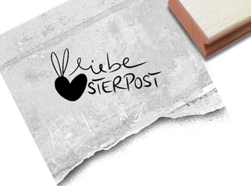 Stempel Osterstempel GANZ LIEBE OSTERGRÜßE Handschrift Herz & Hase - Textstempel Ostern, Karten Geschenkanhänger Osterdeko Scrapbook - zAcheR-fineT (Liebe Osterpost)