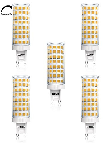 LEDGLE LED-Leuchtmittel G9, warmweiß, 10 W, 900 lm, 3000 K, 100 LEDs, entspricht 100 W Halogen, AC 230 V, dimmbar, 360°-Abstrahlwinkel, kein Flackern, 5 Stück