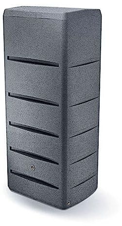 Regentonne eckig Regenwassertank Poseidon 260 Liter Granitgrau aus UV- und witterungsbeständigem Material. Frostsichere Regenwassertonne BZW. Regenfass Wandtank mit hochwertigen Messinggewinde