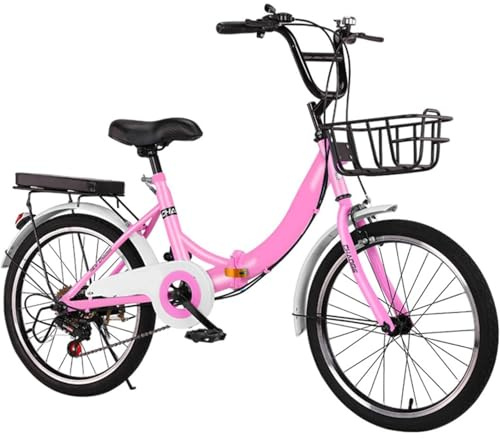 WOLWES cykel hopfällbar cykel för vuxna lätt vikbar cykel kolstål höjd justerbar stad hopfällbar cykel för tonåringar män kvinnor C, 22 tum