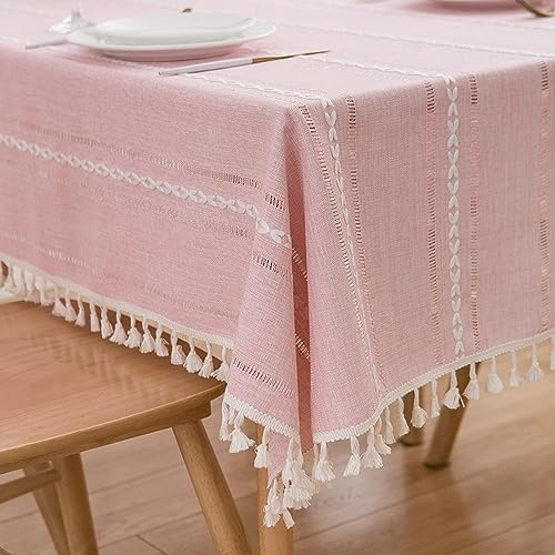 XQSSB Mantel Mesa Rectangular Impermeable Cubremesa Sabana de Algodon para de Hogar Picnic del Hotel Tienda de Café Rosa C 60 × 120cm
