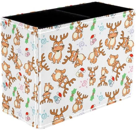 VAPOKF Stiftehalter mit Katzen im Rentier für Schreibtisch, 2 Fächer, Stifteköcher, Make-up-Pinsel, Aufbewahrung, Schreibtisch, Schreibwaren, Organizer für Home Office