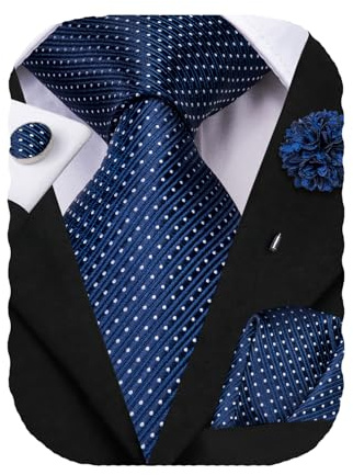 Hi-Tie Seidenkrawatten für Herren, formell, gewebt, Krawatte, Einstecktuch, Manschettenknöpfe, Anstecknadel-Set für Hochzeit, Business