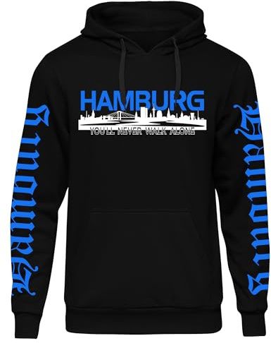 Hamburg über Alles Herren Kapuzenpullover | Hansestadt Fußball Premium Hoodie Skyline Hamburg Pullover