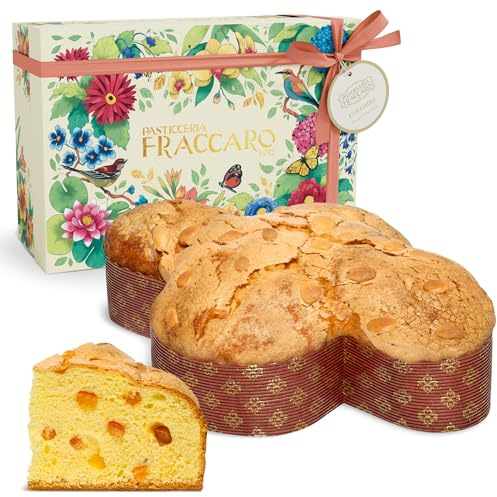 Colomba Artigianale alle Pesche Candite e Mandorle, 750 gr - Pasticceria Fraccaro 1932, Dolce Pasquale con Dolci Pesche Candite, Impasto con Lievito Madre, senza Scorze di Agrumi Canditi