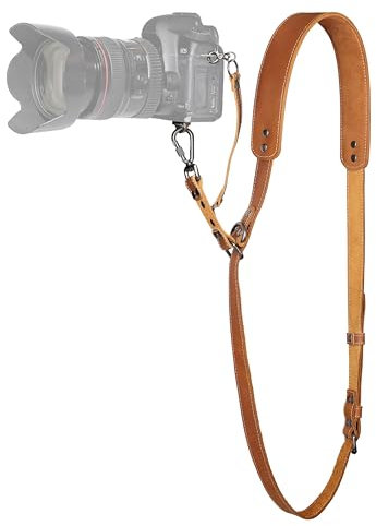 Padwa Lifestyle Tan Single Camera Harness Strap - Professional Single Full Grain Leather Camera Strap, Quick Release Gear DSLR Camera Strap for Photographers