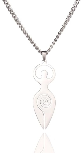 EUEAVAN Collana tripla della dea della luna Collana celtica della dea della fertilità Collana di ciondoli wiccan Amuleti croce di luna Pentagramma Gioielli pagani Regali per donne