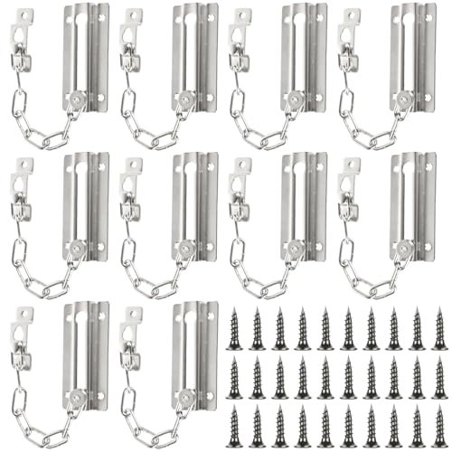 VIDETOL 10 Pcs Door Chain Internal Door Lock, Door Chain Lock Nternal Door Restrictor Door Security Chain with Screws, Heavy Duty Metal Door Chain for Front Door, Home, Apartment