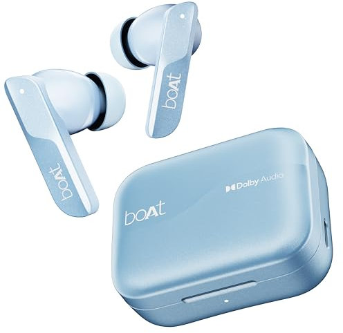 boAt Newly Launched Airdopes 800 TWS Earbuds with Dolby Audio, Adaptive EQ by Mimi, 40 hrs Playback, 4 Mics with AI-ENx™,Multipoint Connection,Hearables App Support(Interstellar Blue)