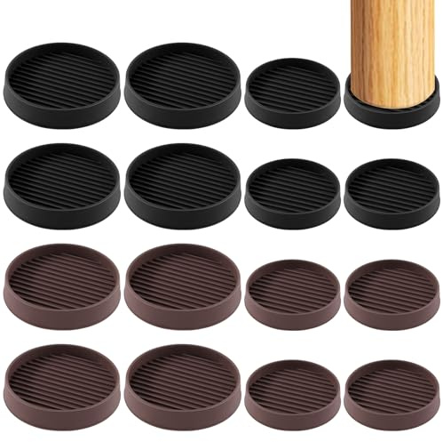 Swpeet 4Pcs 3 x 3 Round Black Rubber Anti Skid Caster Cups Non Slip Furniture Pads Kit, Anti-Slip Gripper, Anti Skid Furniture Feet Anti Slide Floor Stoppers for Bed Couch Table Chair Stoppers