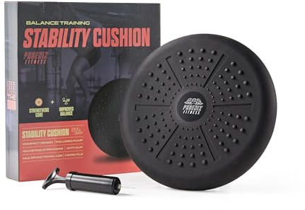 Phoenix Fitness Wobble Cushion – Balance Disc Stability Cushion with Hand Pump – Non-Slip Core Strength Trainer for Balance, Physio, & Posture – Sensory Wiggle Seat for Kids & Adults | Black
