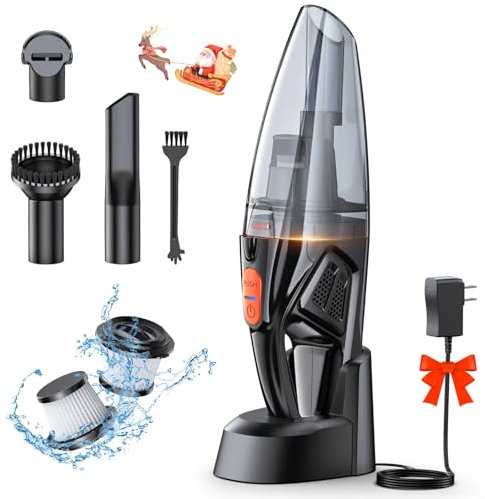 Otemly Handheld Vacuum Cordless Rechargeable 9KPA - [2H Fast Charging Dock] Portable Car Vacuum Cleaner High Power Suction with LED Light, 2 HEPA Filters, Dust Busters Wet Dry for Home/Car/Office/Pet
