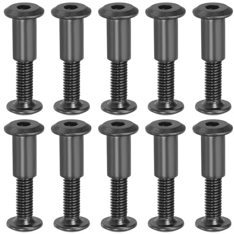 PATIKIL M6 x 20 mm Vis Chicago à Tête Hexagonale, 10 Ensembles Vis de Fixation pour Boulons, Écrous à Tête Creuse, pour Scrapbooking, Ceinture, Album Photo, Réparation de Meubles, Noir