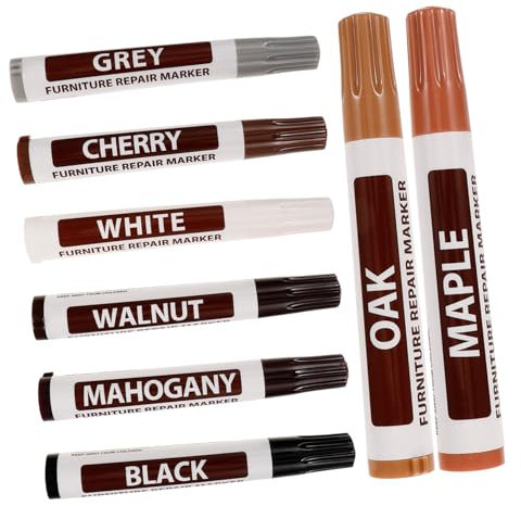 Housoutil 8pcs Furniture Touch-up Markers Wood Repair Pens Multi Scratch Touch-up Paint for Hardwood Floor Furniture