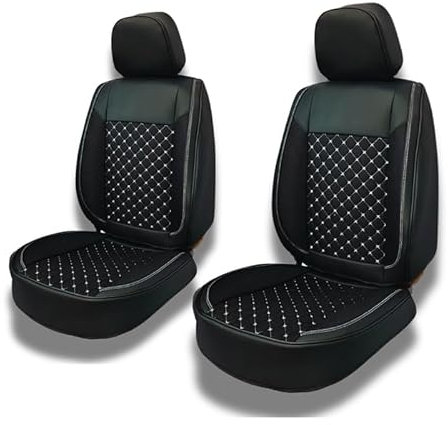 Autositzbezüge kompatibel mit Opel Astra J 2009-2018 Passgenau - 13-delige Set | Kunstleder | Schwarz mit weißer Naht | Vorder- und Rücksitze - CLS101