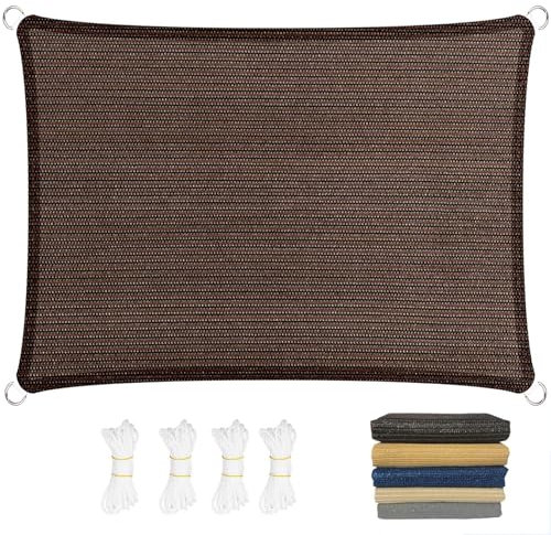 Tenda da Sole Rettangolare 150 x 200 cm, Anti-Età, Traspirante, Antivento, 98% Anti Uv, Rettangolare, Copertura in Tessuto Ombreggiante, per Balcone, Terrazza, Marrone