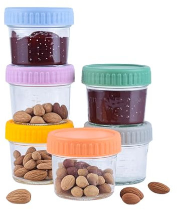Tefrine 6 Pcs 4 Ounce Glass Jars with Lids Small Food Containers for Pudding Jam Snack Yogurt Overnight Oats Sugar Storage Ideal for Coffee Station Glass Lunch Containers Candy Jars with Lids