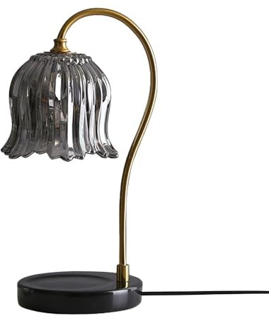 Jadssox Glas Tischleuchte Moderne Desktop Nachttisch Lampe Akzent Lampe Blume Glas Schreibtisch Leseleuchten, GU10 Nachttisch Lampen Endtischleuchte für Schlafzimmer Wohnzimmer Schreibtisch