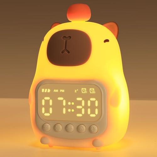 YISSVIC Sveglia per Bambini con 2 Sveglie, Regolazione Volume, Funzione Snooze, 5 Suonerie, Luci Notturne Sveglia Ricaricabile 1800 mAh