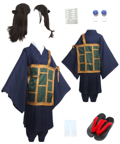 TYRHDJZQ Anime cosplay blå kimonobyxor herrkläder kostym halloween (USA) (L))