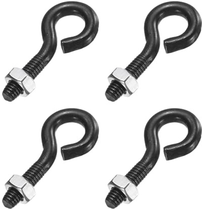 sourcing map 4 Pack Eye Bolts, M6 x 25mm 304 Stainless Steel Threaded EyeBolt Black Eye Hooks with Nut for Hanging or Securing Cables