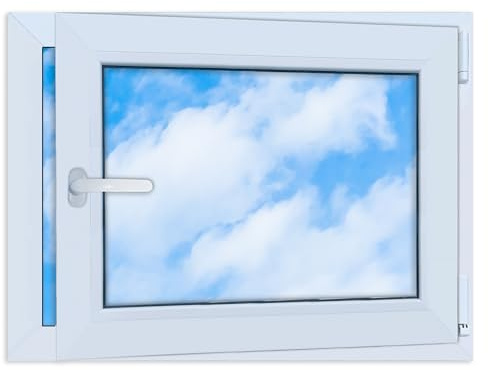 LORAC | Fenêtre en plastique blanc 800 x 600 mm, 80 x 60 cm, PCV, DIN droite, inclinable et exposable, double vitrage, économe en énergie – Fenêtre avec certificat CE pour cave et appartement