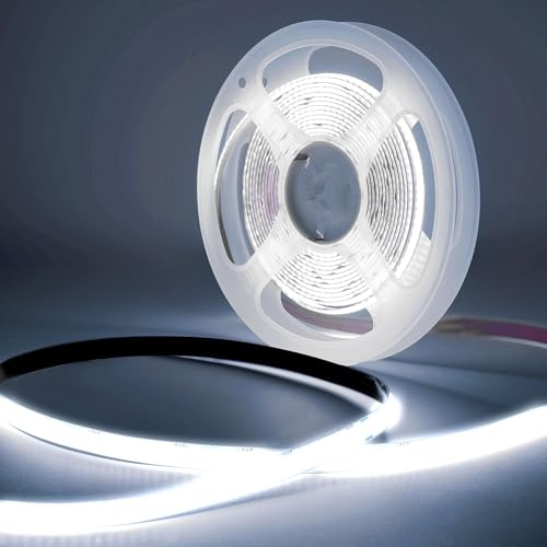 TK99SW Bande LED COB 3 m, 24V blanc froid 6500K, largeur 8 mm, 320 LED/m avec télécommande RF et alimentation pour cuisine, rétroéclairage LED TV, miroir, PC, chambre