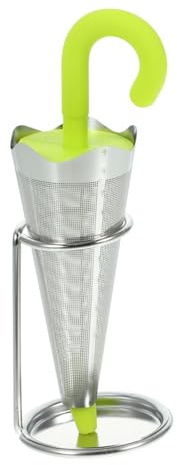 Alipis Umbrella Tea Infuser Fine Mesh Stainless Steel Tea Strainer Green Silicone Handle Large for Home Use Reusable