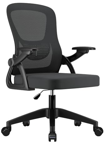 Silla de Oficina Ergonómica con Soporte Lumbar Ajustable, Reposacabezas y Reposabrazos 3D, Altura Regulable, Función Basculante, Perchero Integrado, para Oficina, Domicilio (Negro+no headrest)