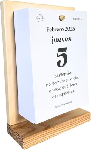 365 Frases Filosóficas en Español – Calendario de Escritorio 2026 en Lengua Española | Frases Filosóficas Cada Día | Soporte de Madera Reutilizable | Idea de Regalo Original e Inspiradora