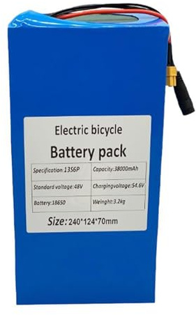 48V 38Ah E-Bike Lithium Akku Mit Ladegerät 13S6P Wasserdichter PVC-Akku Eingebauter BMS Leistungsstarker Lithium-Ionen-Akku Für 500W-2000W Motoren XT60