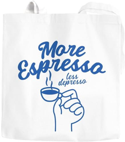 MoonWorks® Jutebeutel mit witzigem Kaffee-Spruch – More Espresso less Depresso – Stofftasche für Coffee-Fans