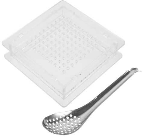 Milisten Caja para Hacer Caviar 100 Agujeros de Plástico Reutilizable, Herramienta de Gastronomía Molecular Cuchara, Utensilios Cocina para Restaurante y Hogar