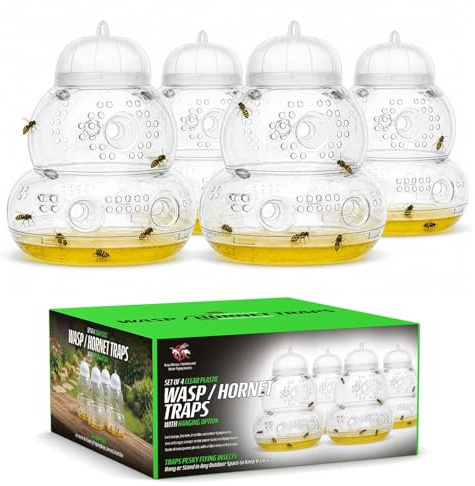CKB LTD 4er Pack Plastik Wespenfalle Große Fänger Honigtopf Flasche Aufhängedesign Insekten Hornissenfänger Trap Innen Außen Garten Schädlingsbekämpfung CKB-WCP04