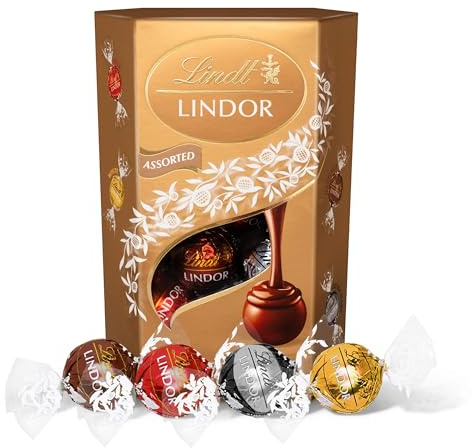 Lindt Lindor Assorted Chocolate Truffles – 200g Box (Approx. 16 Balls) – Smooth Filling – Gift, Birthday, Congratulations Treat