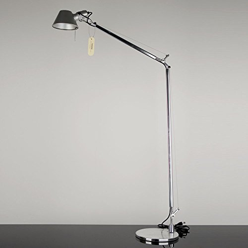 Artemide- Tolomeo Lettura Leseleuchte. Hochwertige Stehlampe aus poliertem Aluminium mit Standfuß ø23cm. Made in Italy