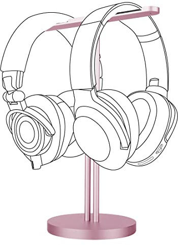 GEEKRIA Aluminum Alloy Dual Headphones Stand for Over-Ear Headphones, Gaming Headset Holder, Desk Display Hanger with Solid Heavy Base Compatible with Bose, Beats, Sony, AKG, ATH (Rose Gold)