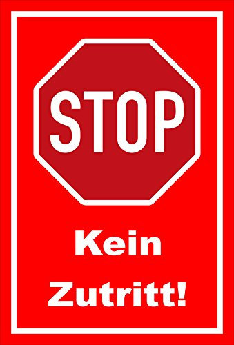 Melis-Folienwerkstatt Schild - Stop - Halt - Kein Zutritt – 15x10cm mit Bohrlöchern | stabile 3mm Starke Aluminiumverbundplatte – S00357-002-D +++ in 20 Varianten erhältlich