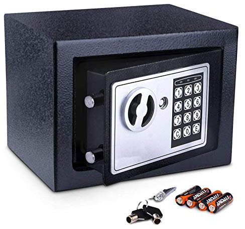 Meykey Caja Fuerte Electrónica Caja Seguridad, Caja Fuerte Empotrable Digital para Caja de Seguridad para Objetos de Valor Como Dinero Armas en Efectivo negro